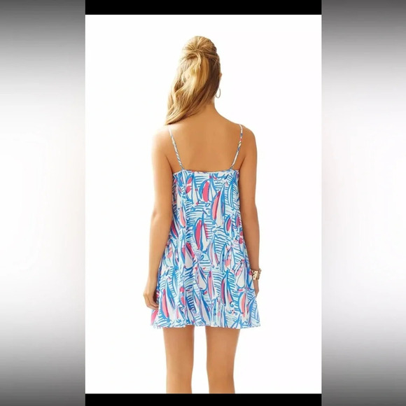 Lilly Pulitzer Daphne Red spring formal Sailboat Nautical Swing Dress xs $170 - Picture 3 of 6